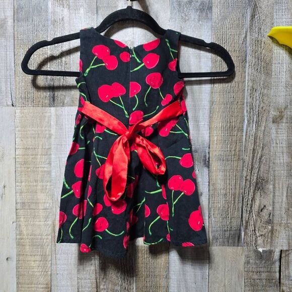 Hearts & Roses Kids Bombshell Cherry 50's Swing Dress Black 1-2 Years - Picture 3 of 5